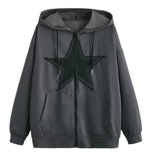 Zip Front Drawstring Hoodie Pullover Long Sleeve Casual Sweatshirt Topstyle{n002}2