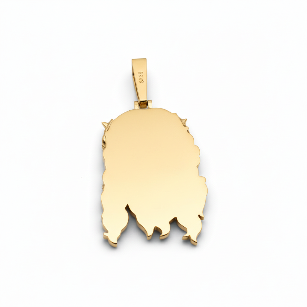 Moissanite Jesus Piece Head Pendant 14K Gold Plated Solid 925 Sterling Silver