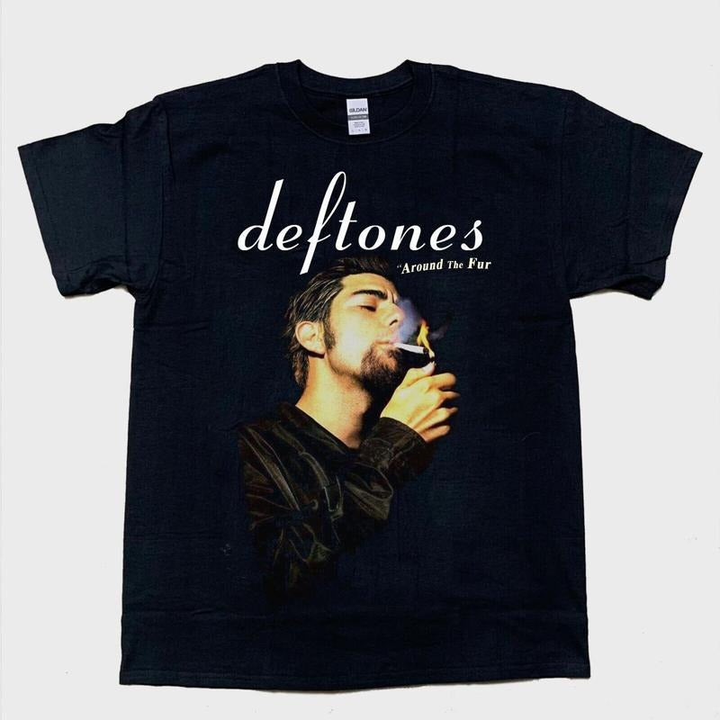 chino moreno smoking deftones music band t-shirt black gift for fan