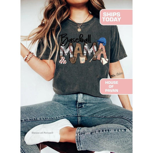comfort color Baseball Mama Tee, Baseball Mom Shirt, Baseball Shirt For Women, Sports Mom Shirt, Mothers Day Gift, Family Baseball Shirt
