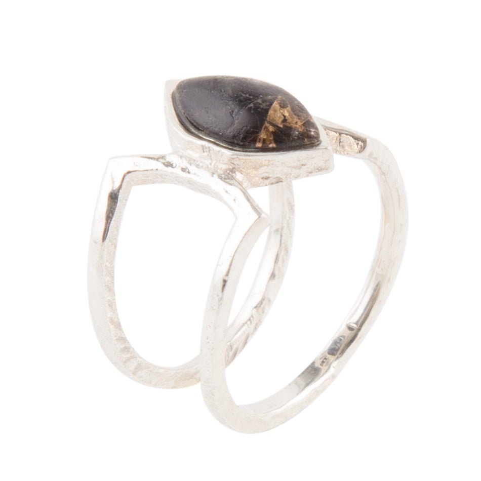 Cooling Trend Black Shungite Matrix and Sterling Silver Ring