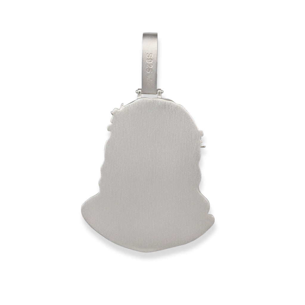 Moissanite Jesus Piece Pendant Solid 925 Sterling Silver Matte Finish