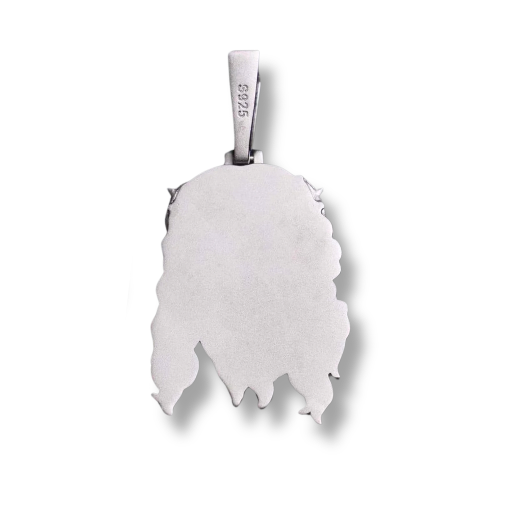 Jesus Piece Head Pendant Moissanite Matte Finish Solid 925 Sterling Silver