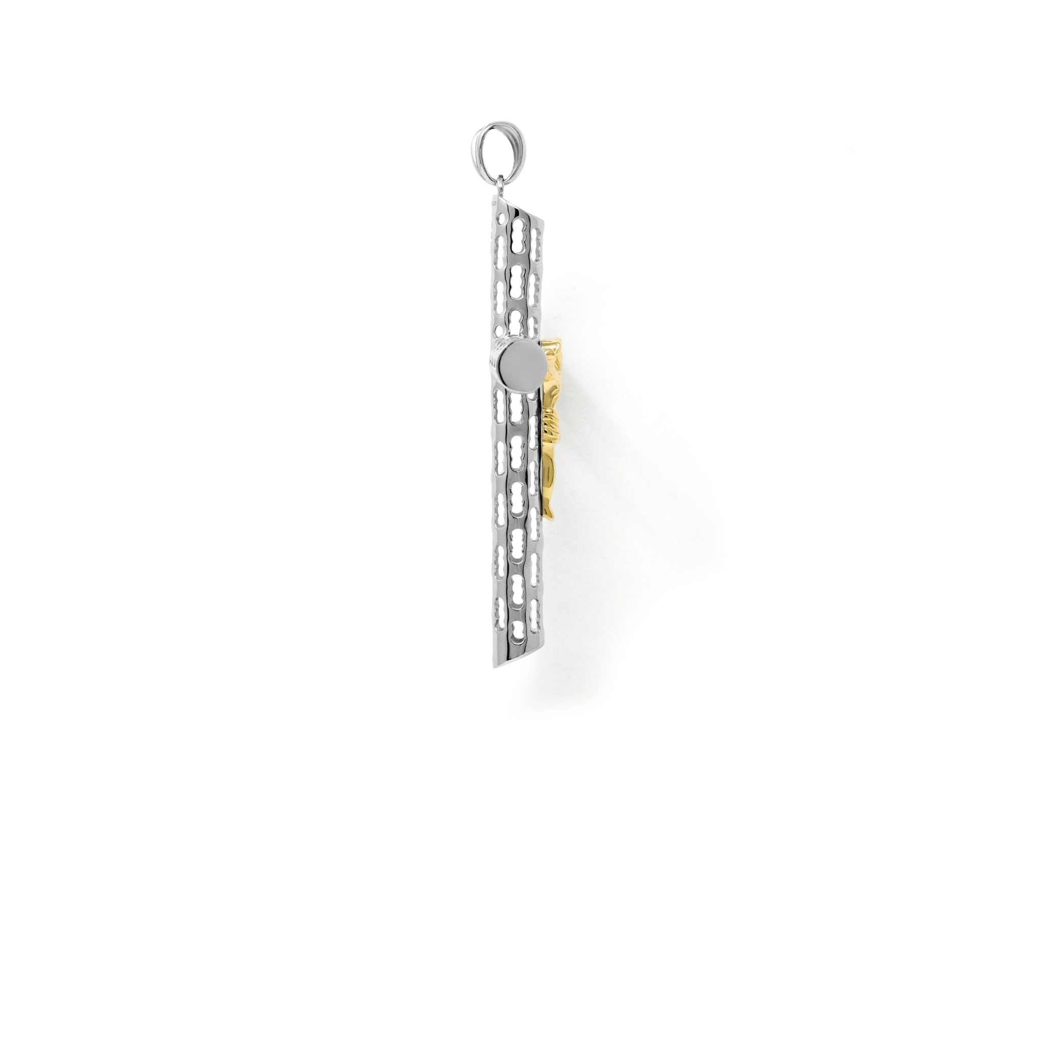 Two Tone Jesus Crucufix Cross Pendant in 925 Sterling Silver