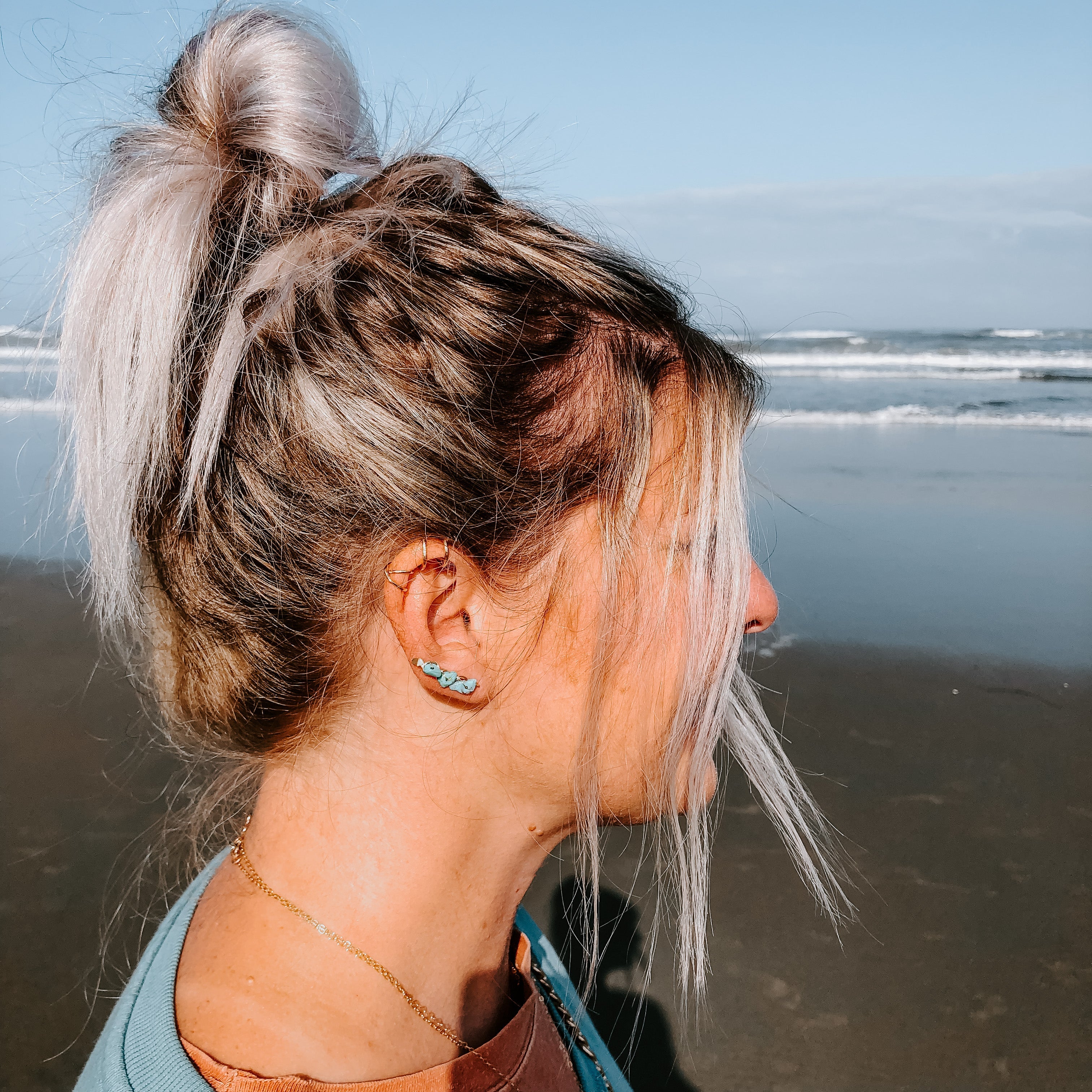 Kingman Turquoise Ear Climbers