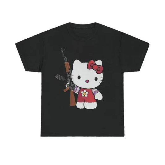 kitty ak47 t shirt emo scene grunge y2k amity affliction tapout kun Top Womenswear Underwear Lady Tshirt Streetwear