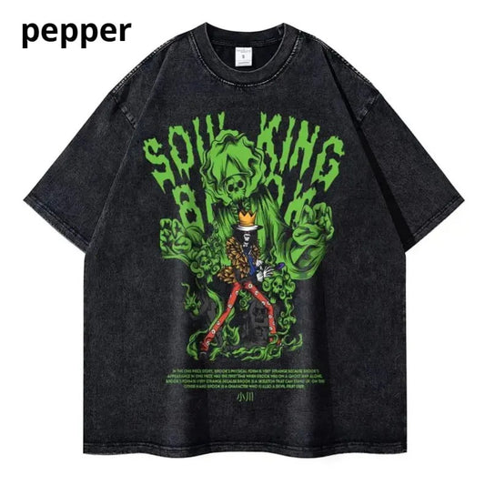 soul king Vintage Graphic T-shirt, Brook One Piece character Tee, One Piece Shirt, Anime Shirt, boyfriend gifts, gift for fan, Streetwear Shortsleeve