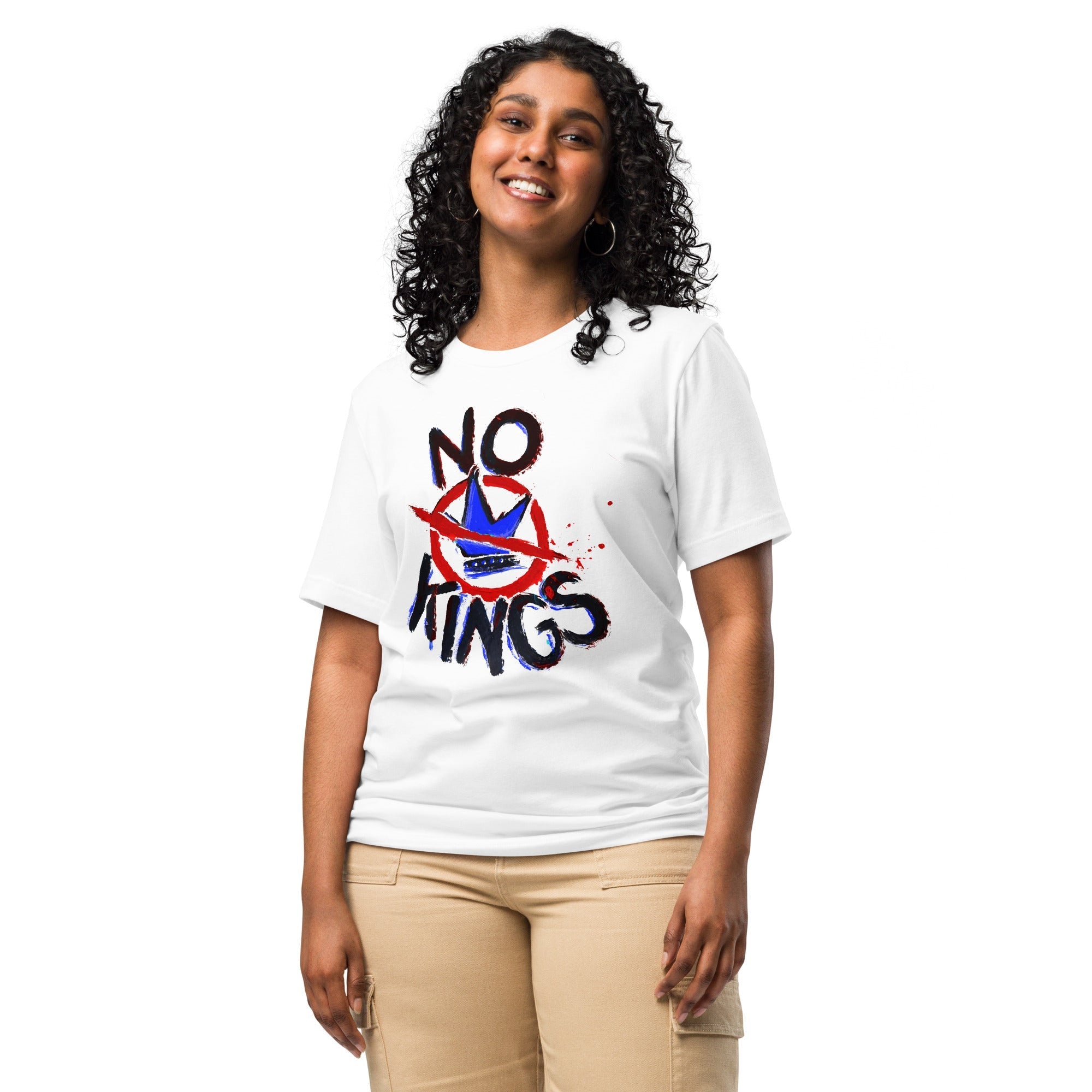 "No Kings" 100%Made in USA- Unisex t-shirt, white