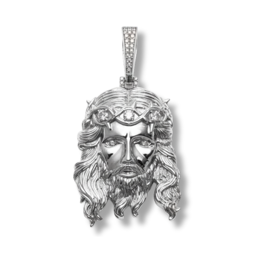 Moissanite Jesus Piece Head Pendant Moissanite Solid 925 Sterling Silver