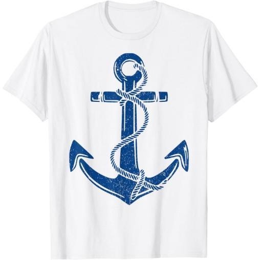 vintage distressed nautical grungy navy blue anchor rope art T-Shirt Made in USA