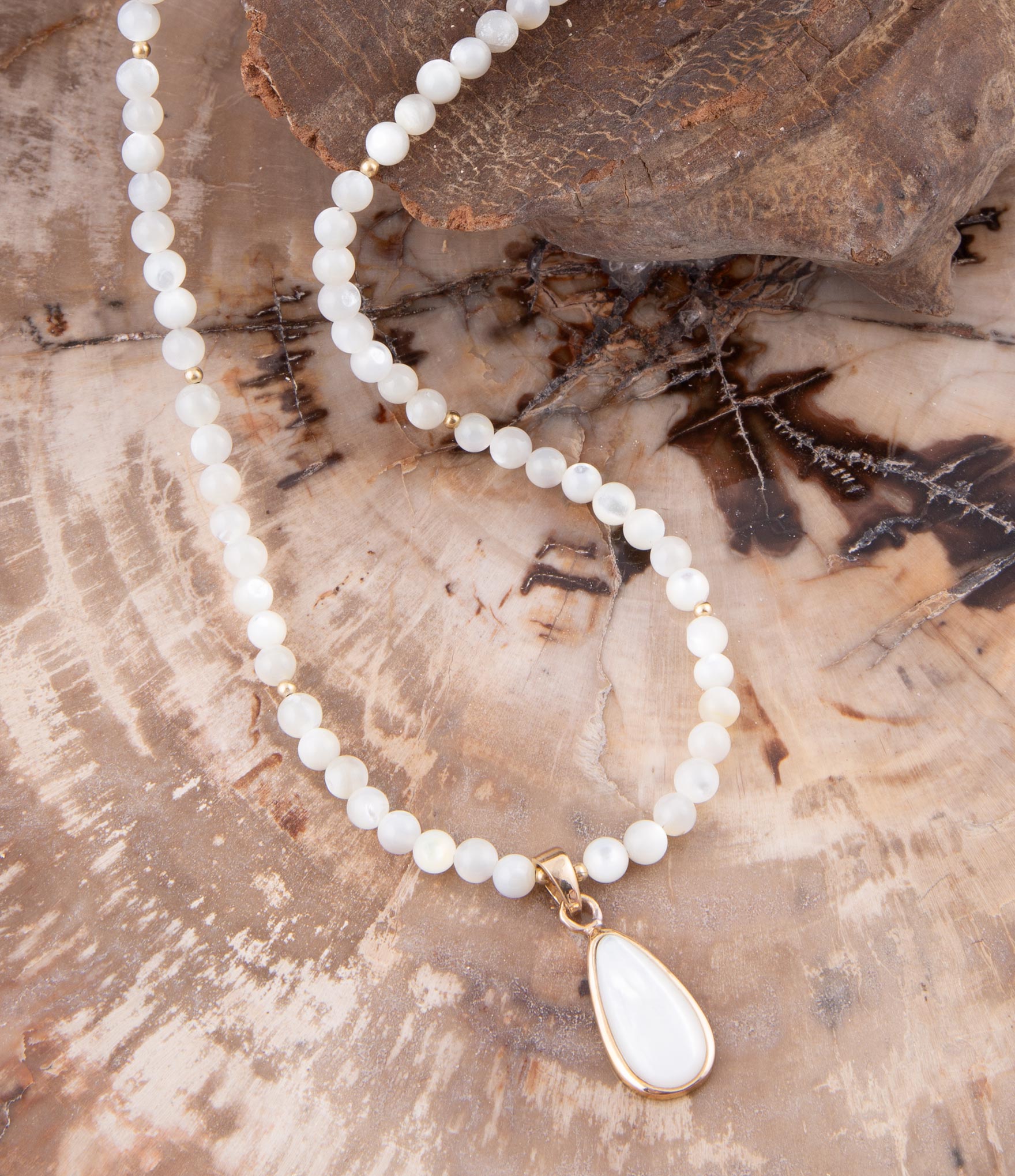 White Mother of Pearl Tear Drop Golden Pendant Necklace T-Shirts, Hoodie, Sweatshirt | FreshTeex.com (Image 3)