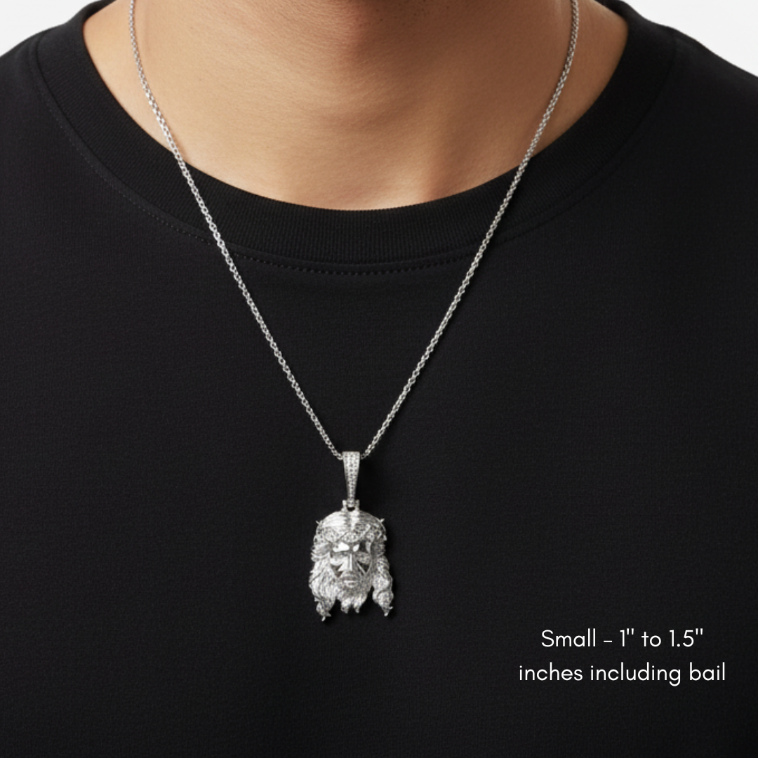 Moissanite Jesus Piece Head Pendant Moissanite Solid 925 Sterling Silver