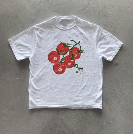 y2k Tomato T-Shirt, Cottagecore Tee, Graphic Tees Gothic Grunge Y2k Emo Scene Amity Affliction Style Clothes Men Women Streetwear